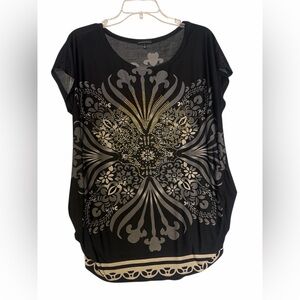 Jonathan Martin Black and Gray Embellished Blouse